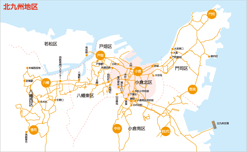 西鉄バス　路線図（北九州地区）